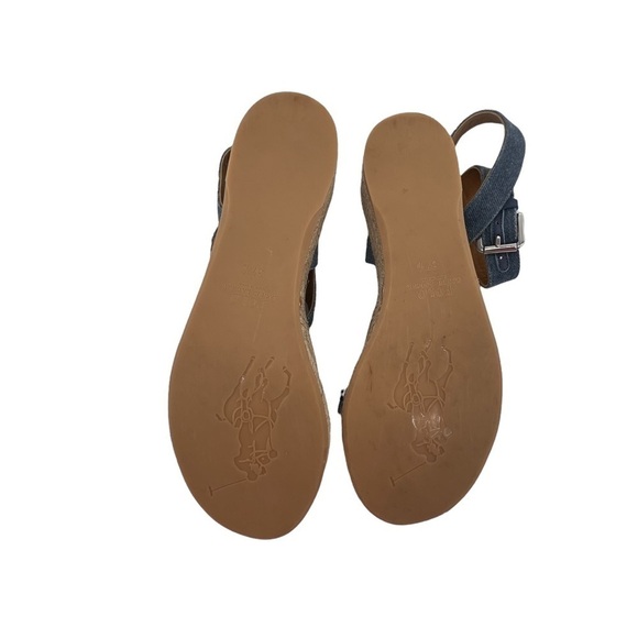 Polo Ralph Lauren Blue Denim Espadrille Platform Sandals Size 37 1/2 Women's - Picture 9 of 9